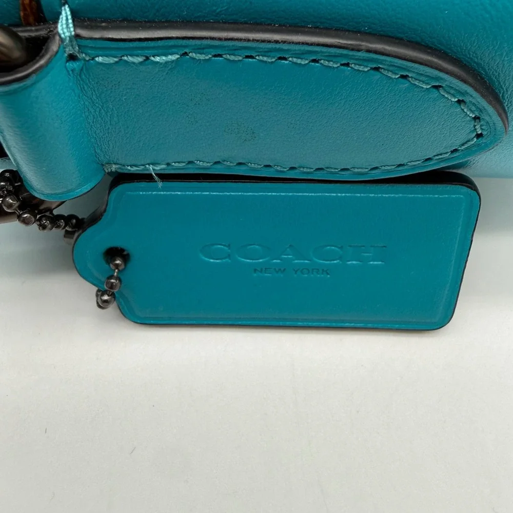 Coach Crossbody Bag Mens Small Turquoise Leather Turnlock Camera Messenger Bag